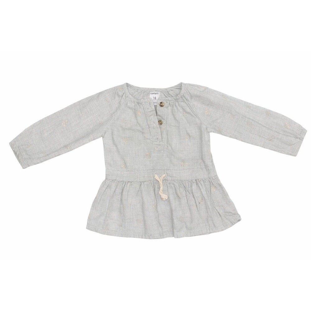 Carter’s 18M Baby Girl Peplum Top Gold Floral Lightweight Long Sleeve Blouse